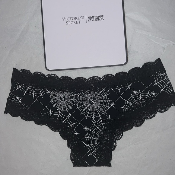 (L) Victoria’s Secret PINK Halloween Spider Cheeky Panty - Picture 1 of 8